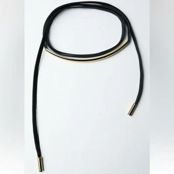 ZARA FLAT LEATHER TUBULAR BELT - Picture 3 of 4